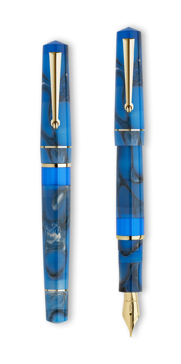עט נובע Delta Dune "P" Oasis Fountain pen כחול שיש זהב צהוב