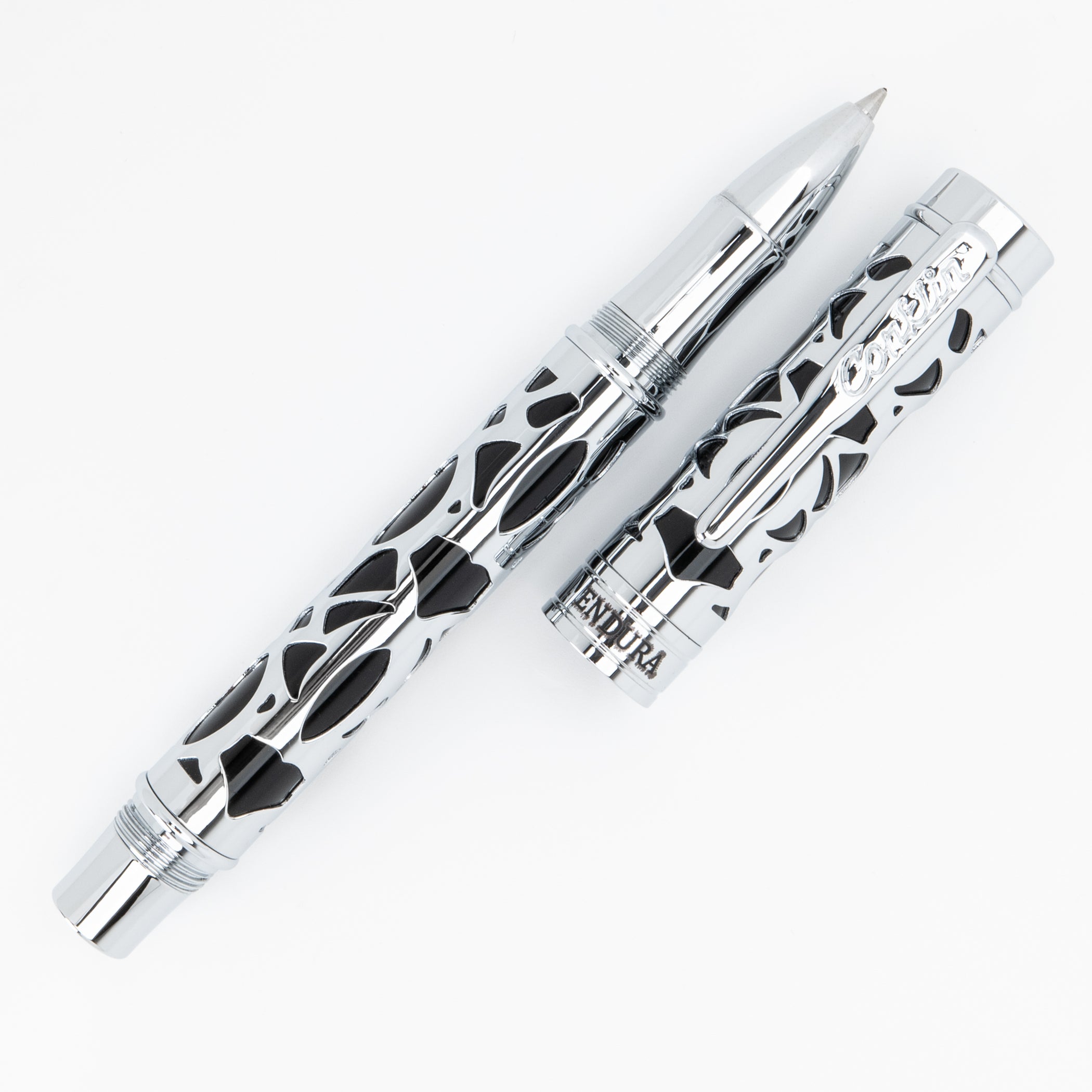 עט רולר Conklin Endura Deco Crest - שחור כרום Black Chrome