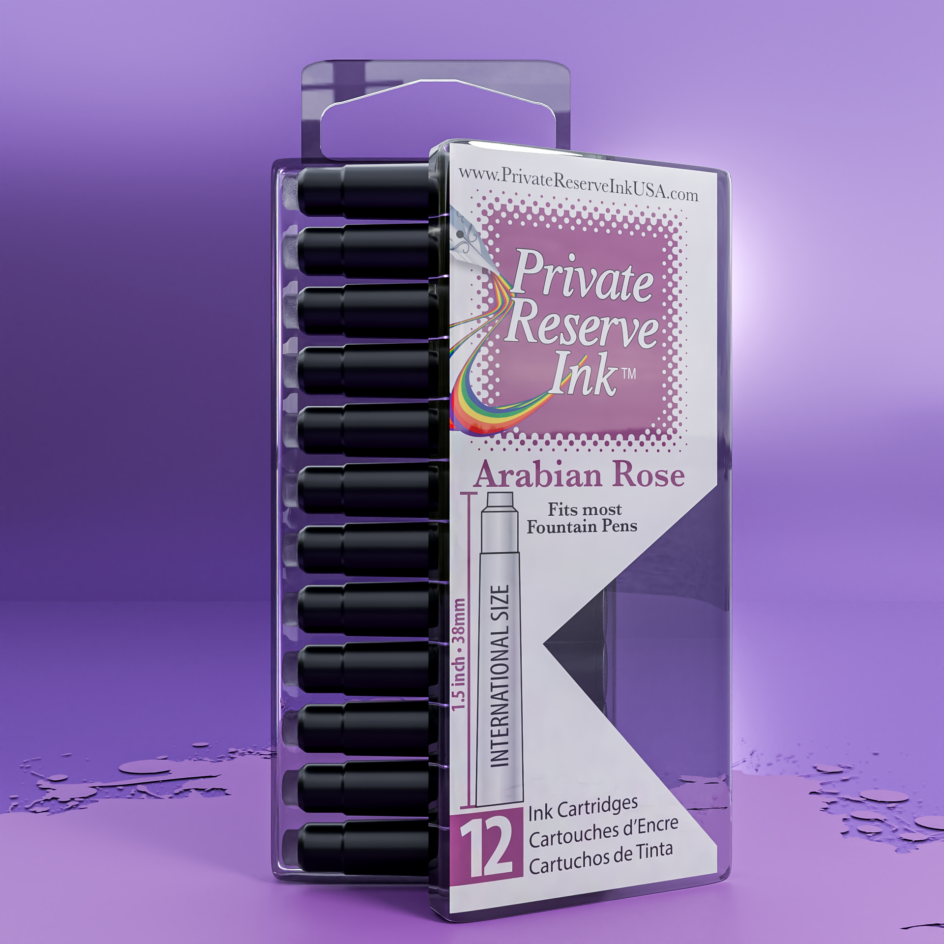 דיו ורוד Arabian Rose (12 יחידות בקופסה שקופה) מחסניות