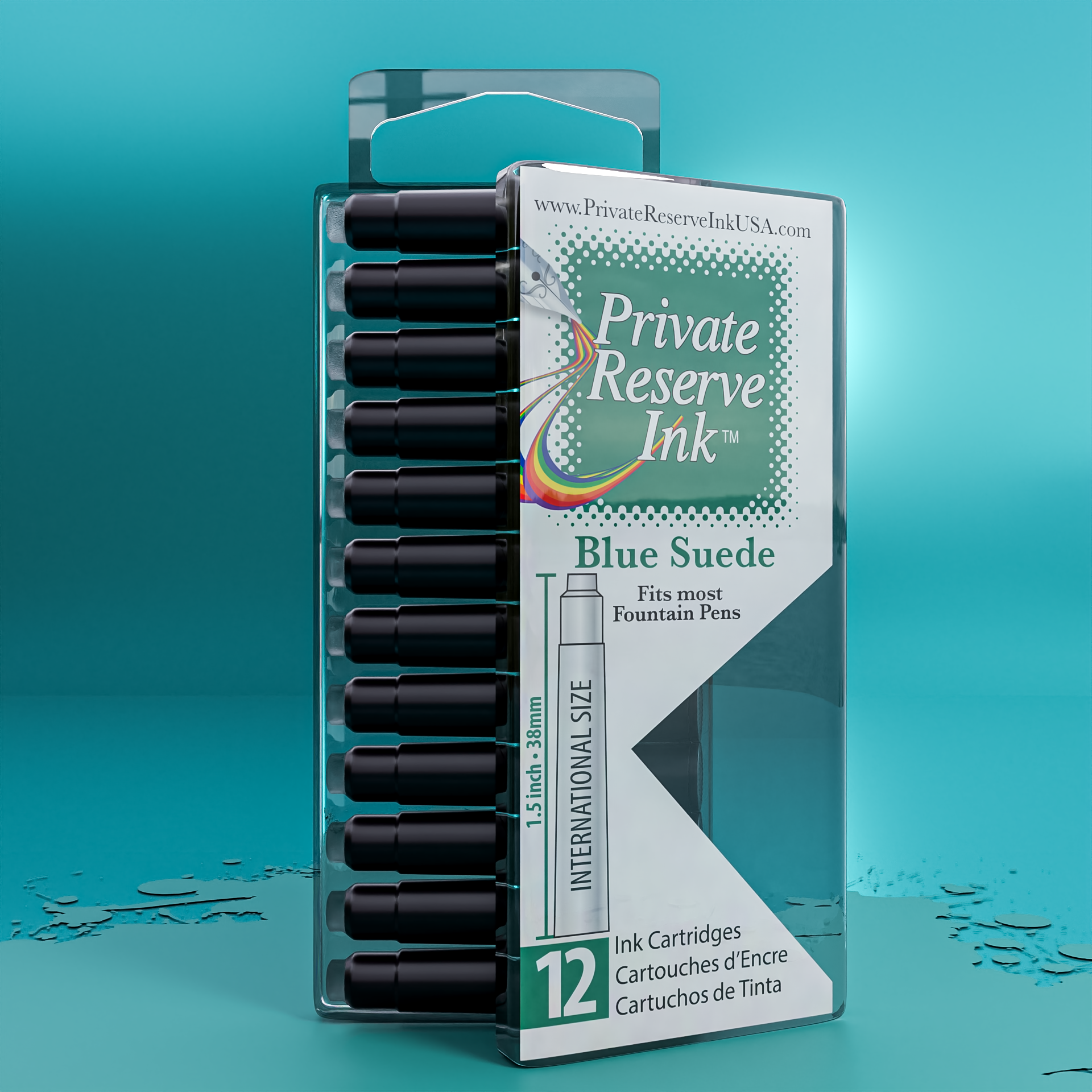 דיו כחול Blue Suede מחסניות (12 יחידות בקופסא שקופה)