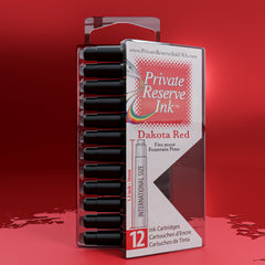 דיו Private Reserve אדום Dakota Red מחסניות (12 יחידות בקופסה שקופה)