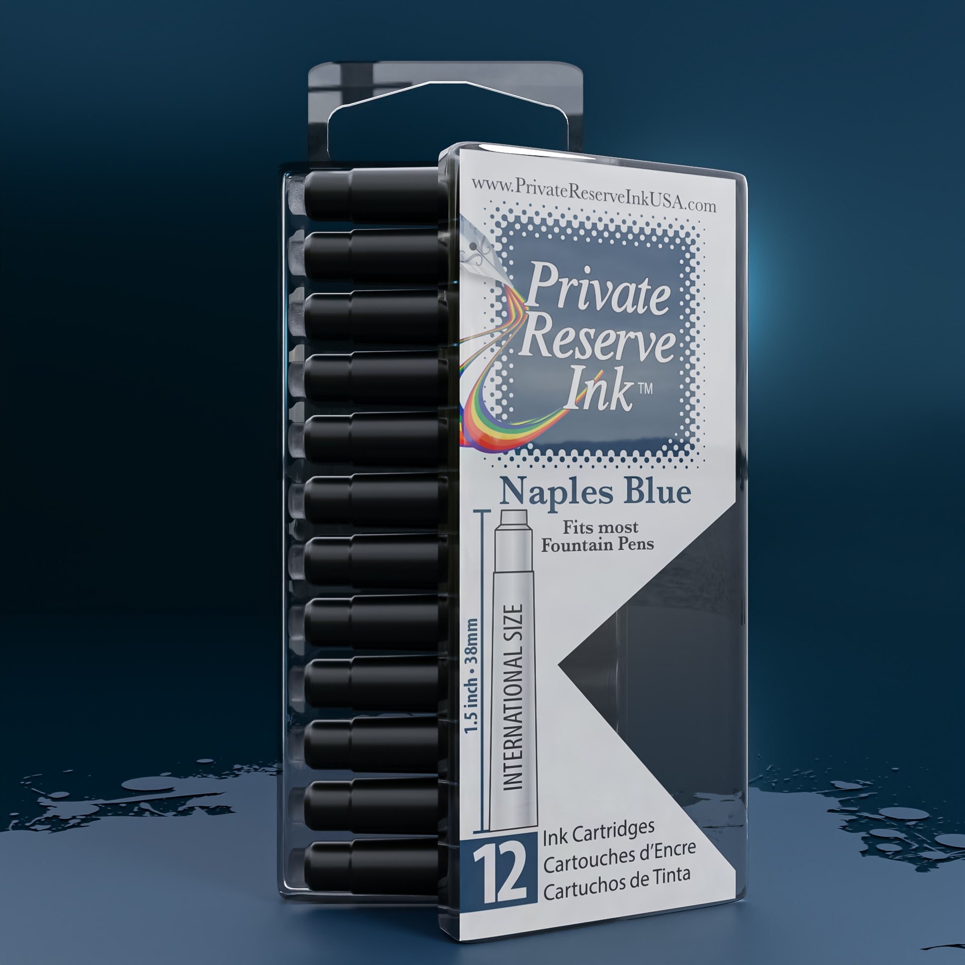 דיו Naples כחול Blue מחסניות (12 יחידות קופסה שקופה)