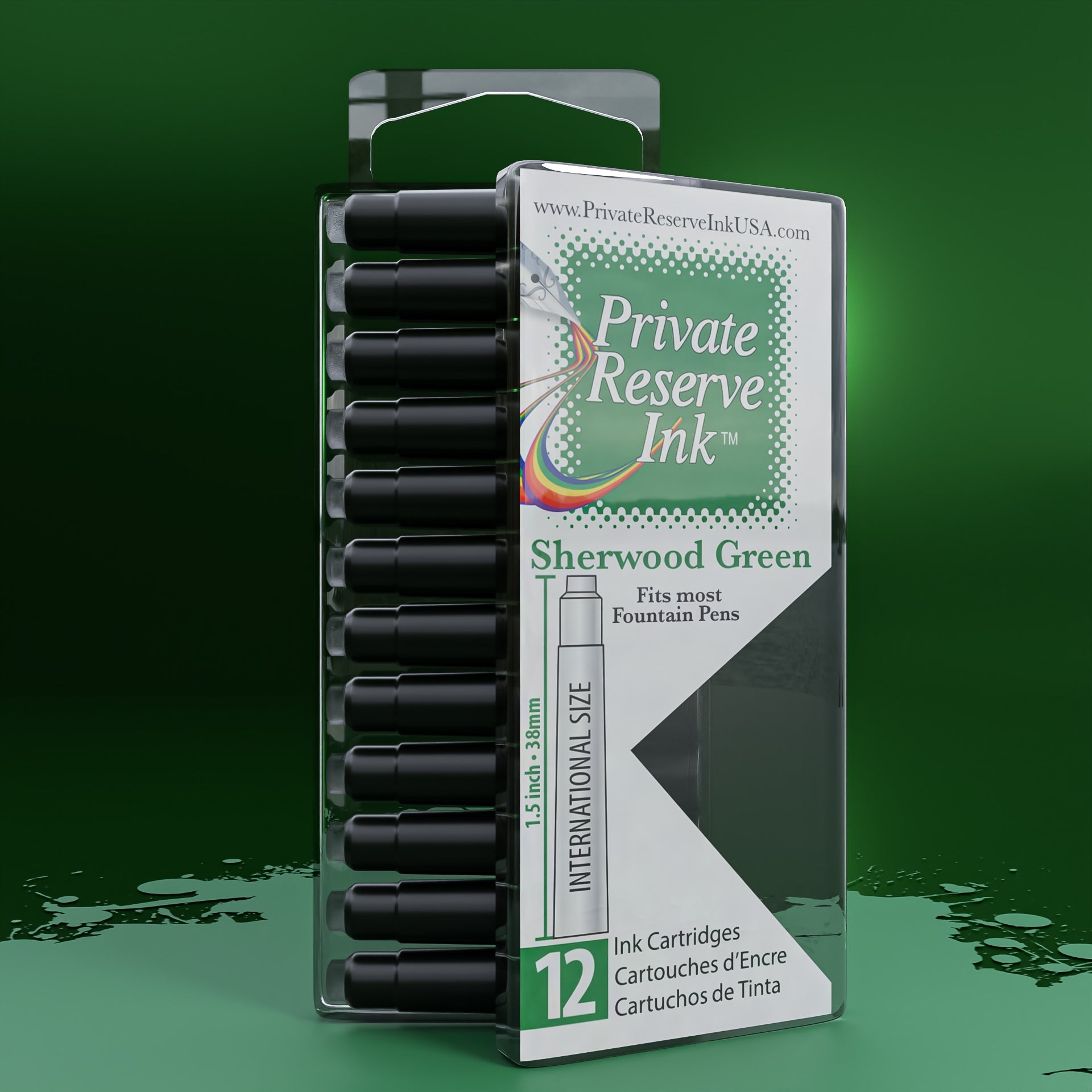 דיו ירוק Sherwood Green מחסניות (12 יחידות קופסה שקופה)