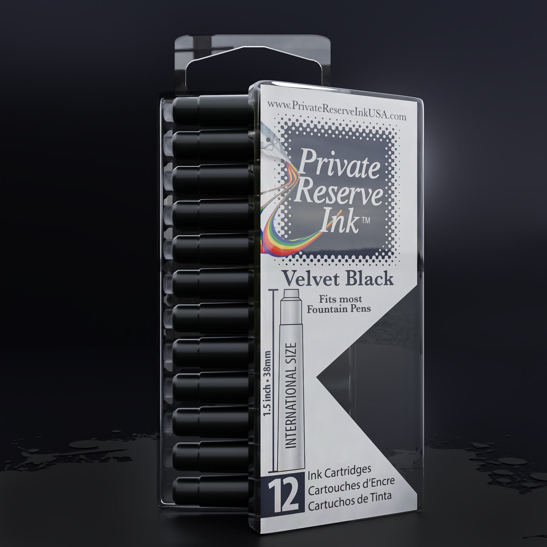 דיו שחור Velvet Black מחסניות (12 יח' קופסה שקופה)