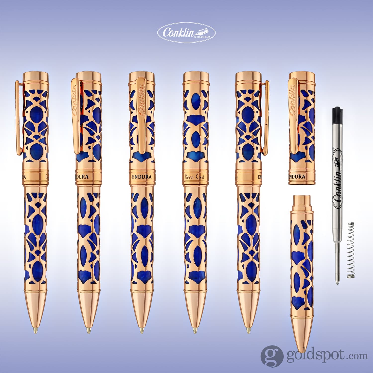 עט כדורי Conklin Endura Deco Crest - כחול Blue