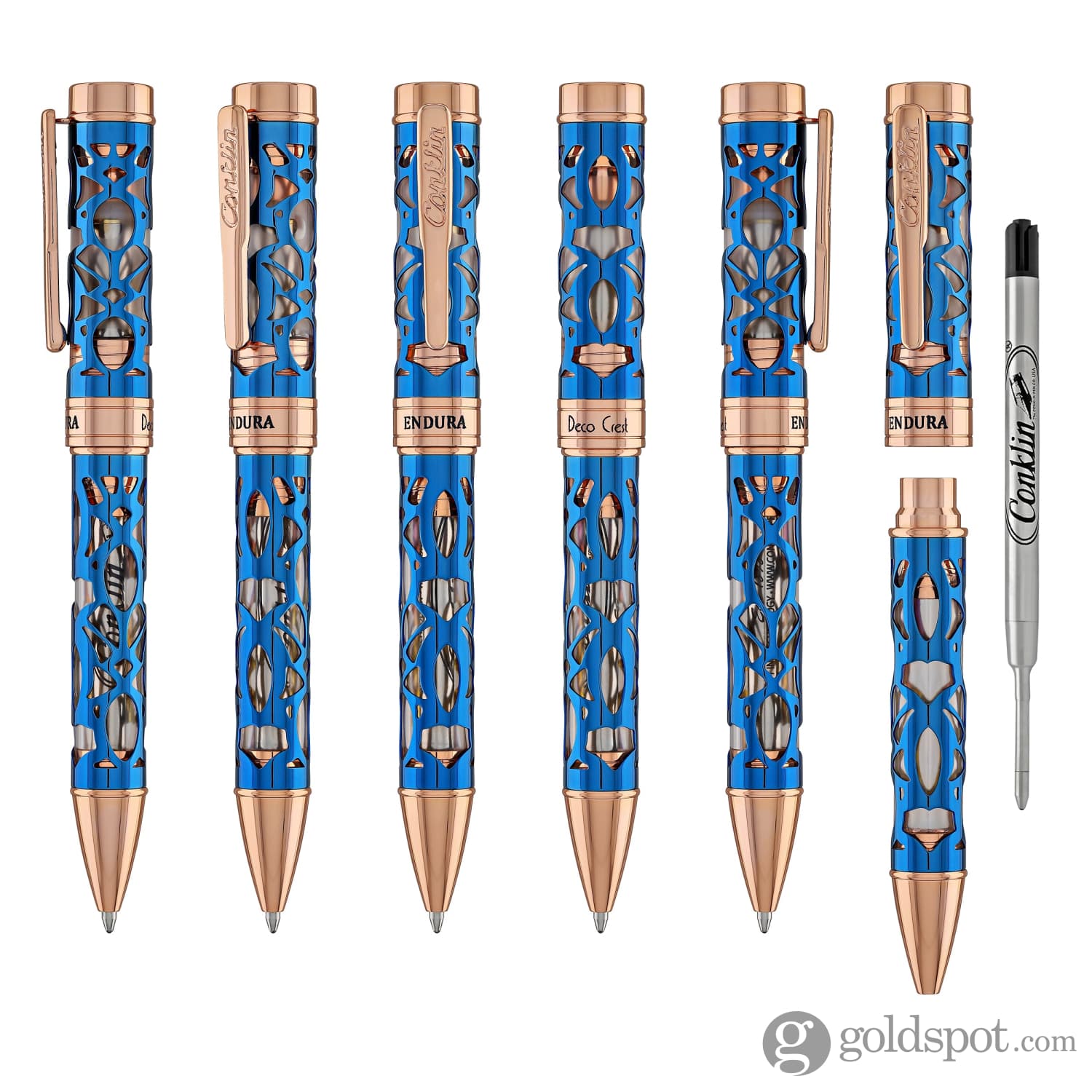 עט כדורי Conklin Endura Deco Crest - כחול הדגמה Demo Blue