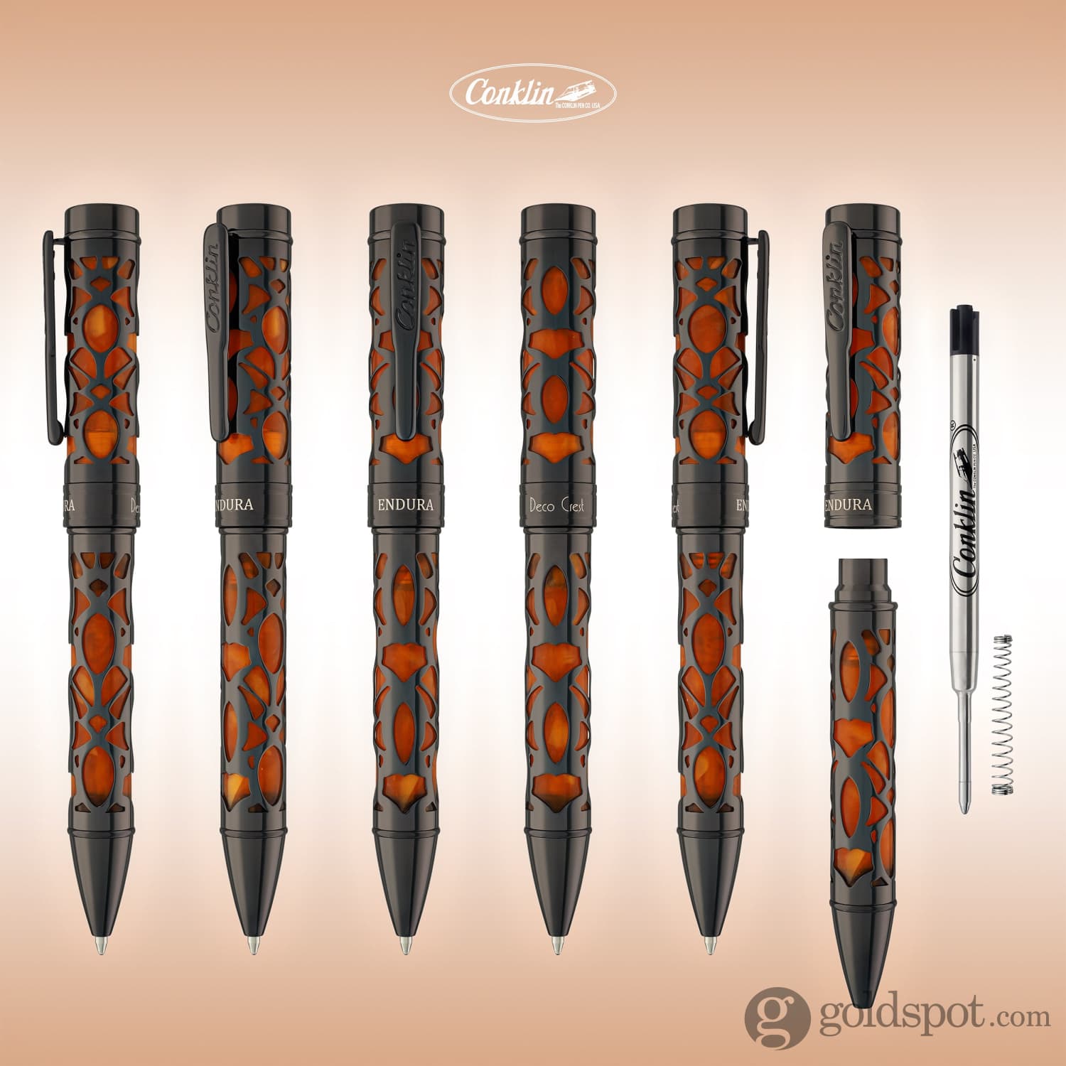 עט כדורי Conklin Endura Deco Crest - כתום Orange
