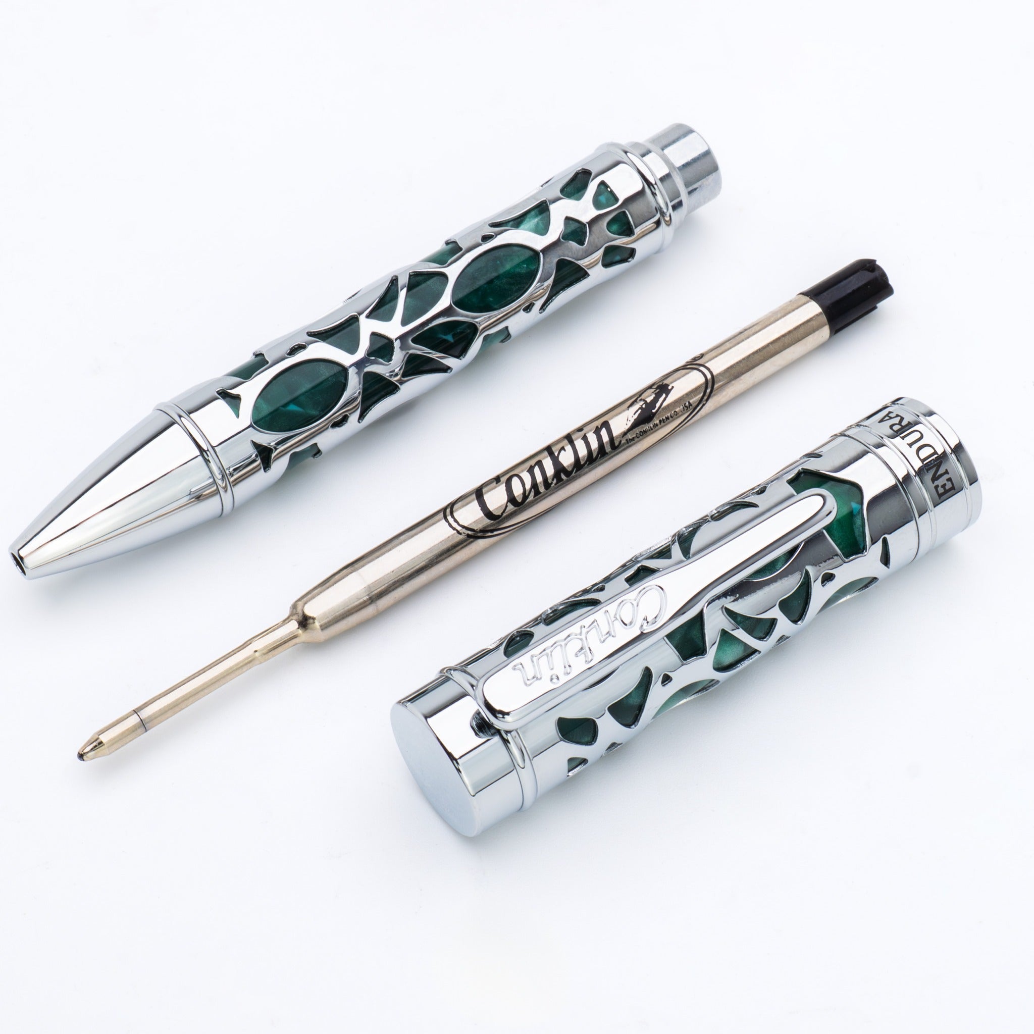 Conklin Endura Deco Crest Forest Green Chrome עט כדורי ומילוי