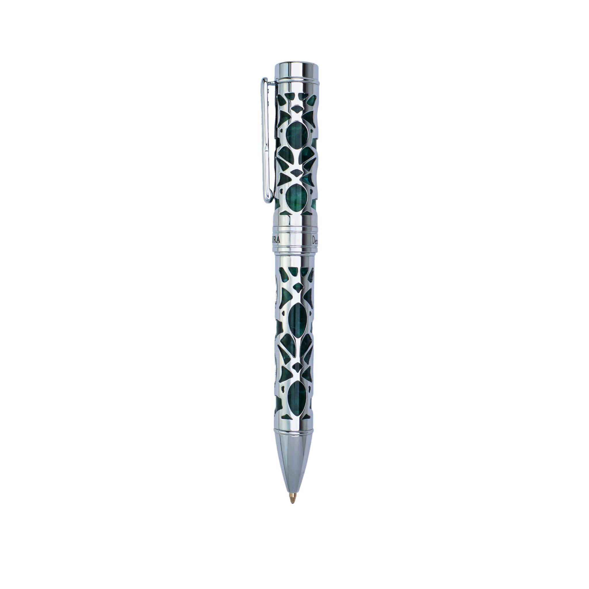 Conklin Endura Deco Crest Forest Green Chrome עט כדורי מבט צד