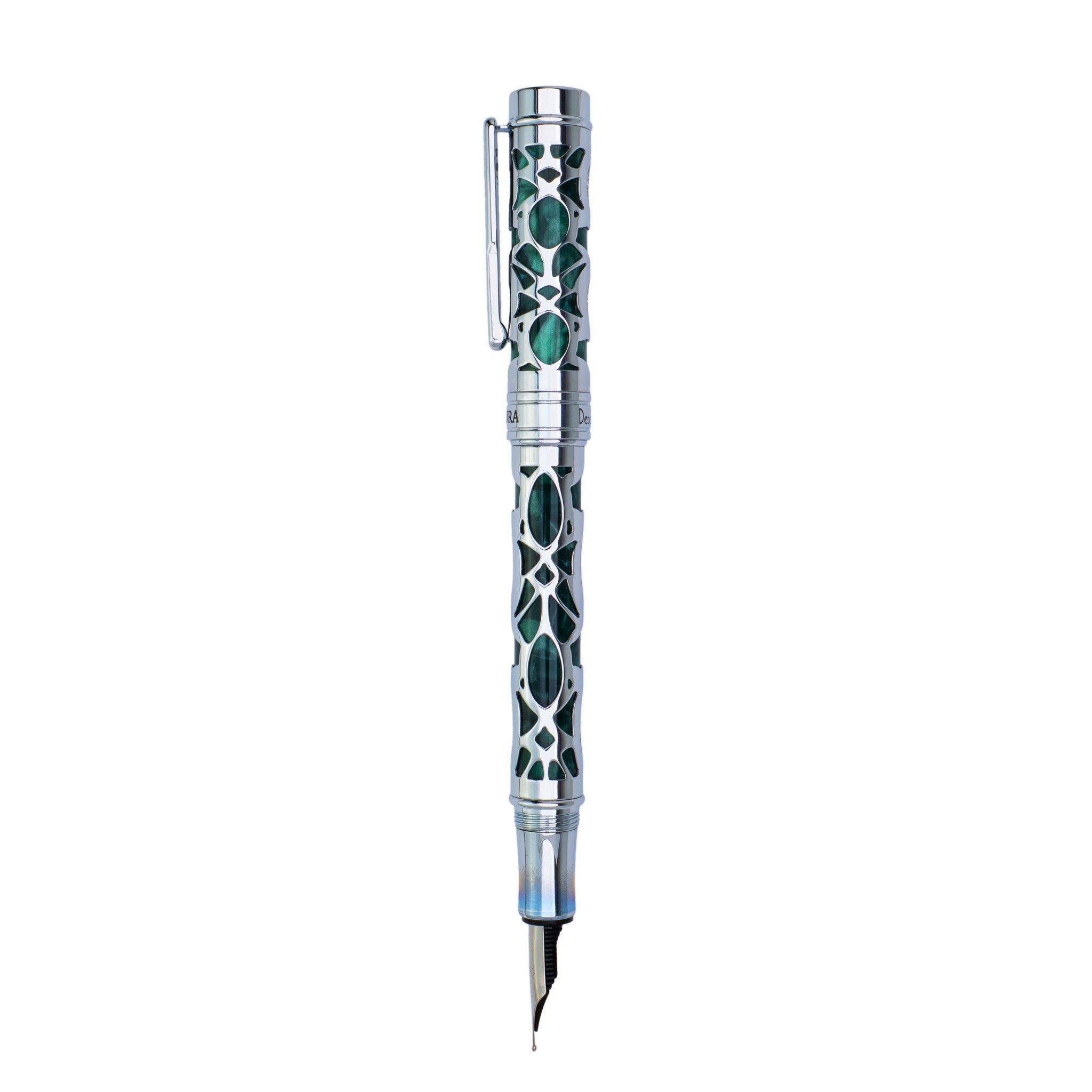 Conklin Endura Deco Crest Forest Green Chrome מבט צד