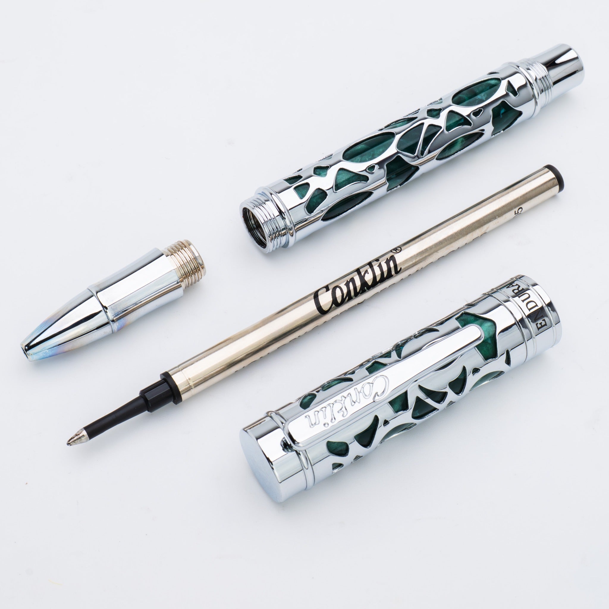 Conklin Endura Deco Crest Forest Green Chrome מילוי רולר