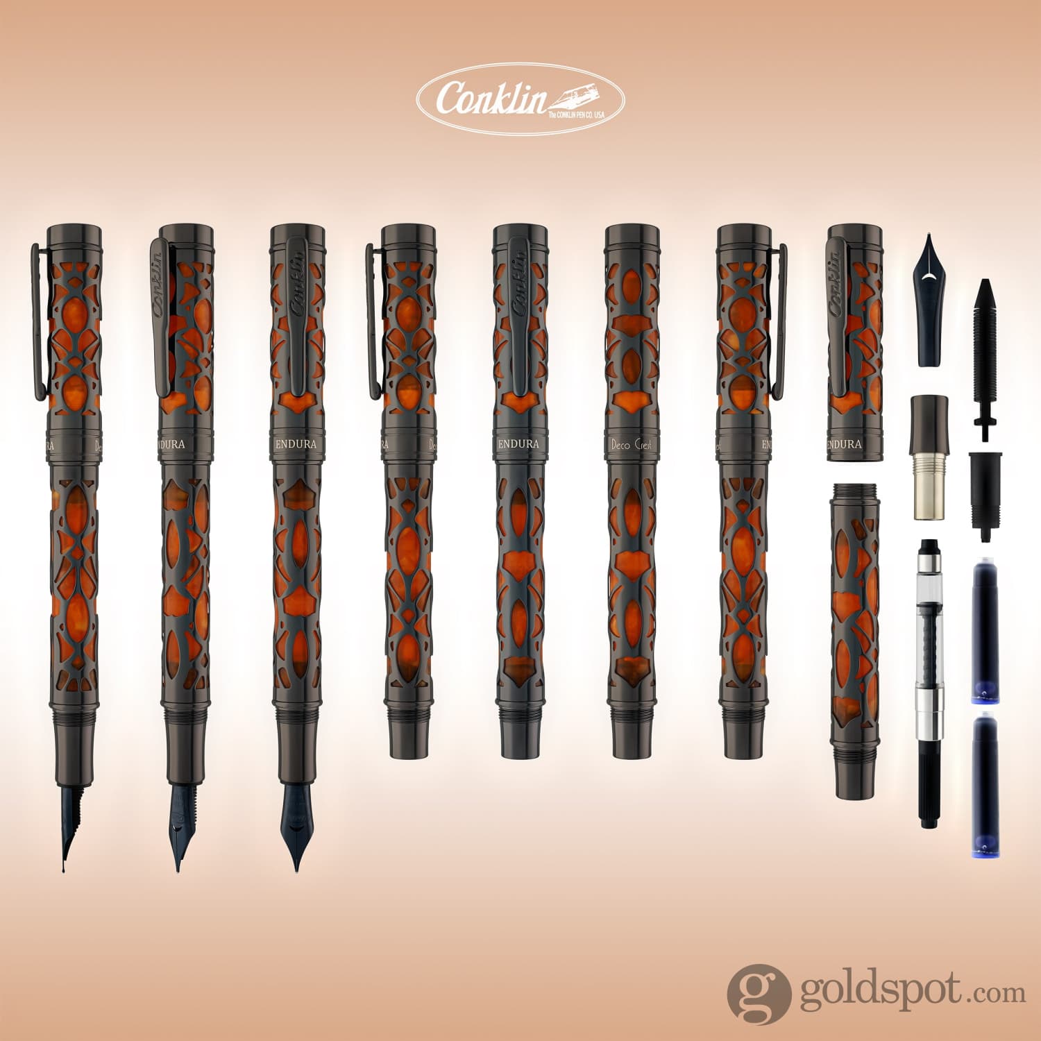 עט נובע Conklin Endura Deco Crest - כתום Orange