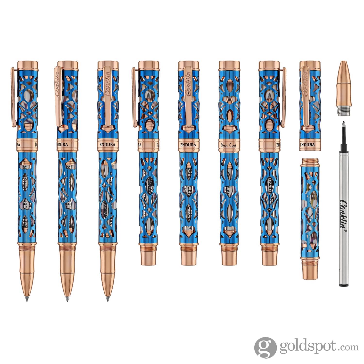 עט רולר Conklin Endura Deco Crest - כחול דמו Demo Blue