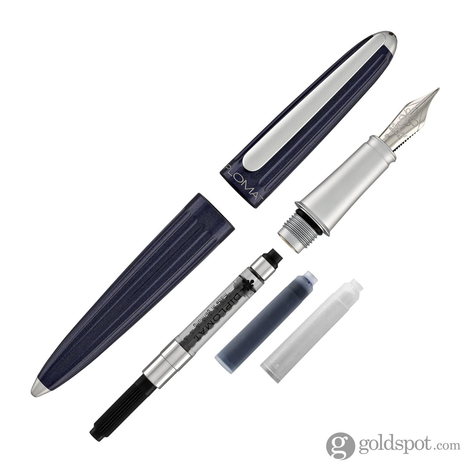 עט נובע Diplomat Aero - כחול חצות Midnight Blue