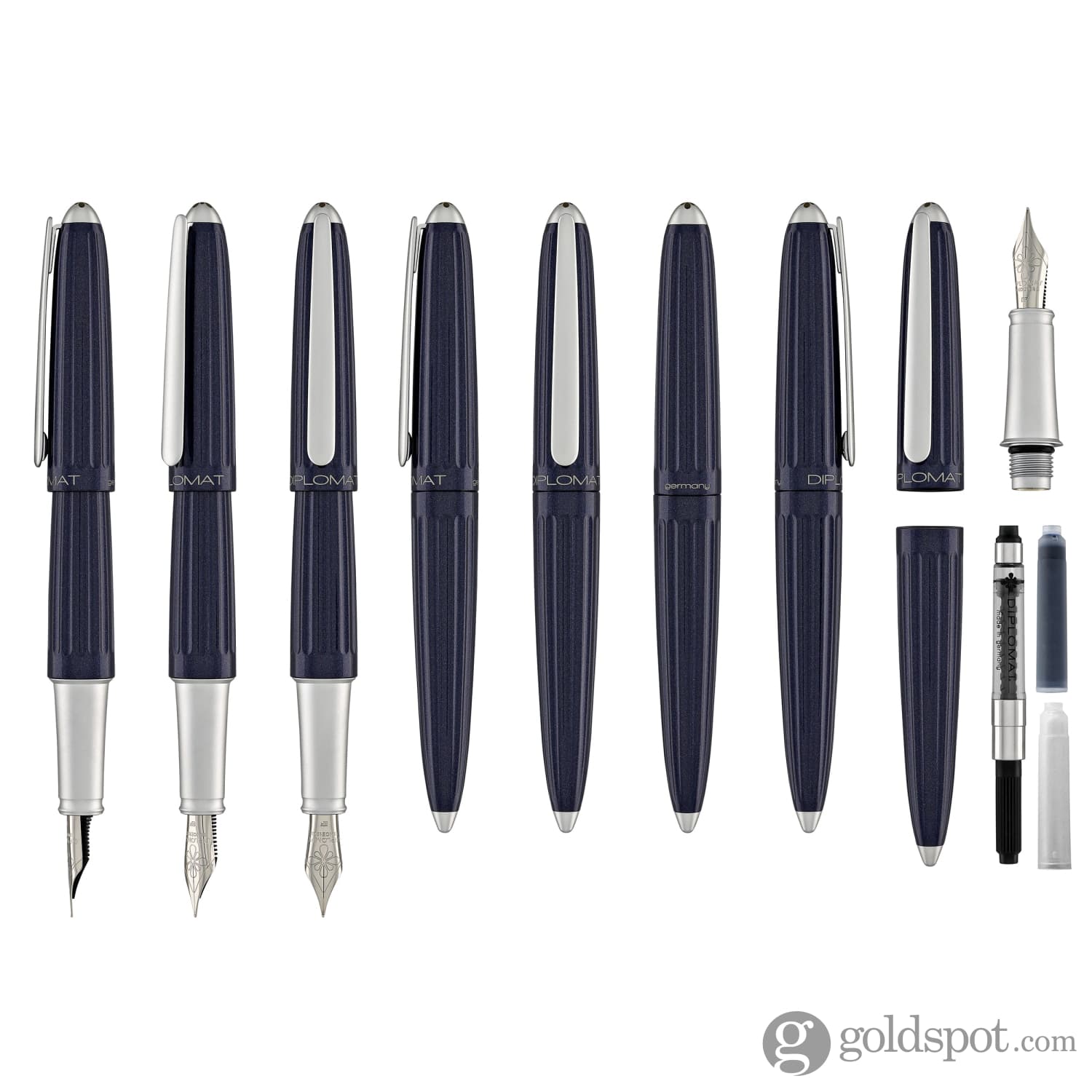 עט נובע Diplomat Aero - כחול חצות Midnight Blue