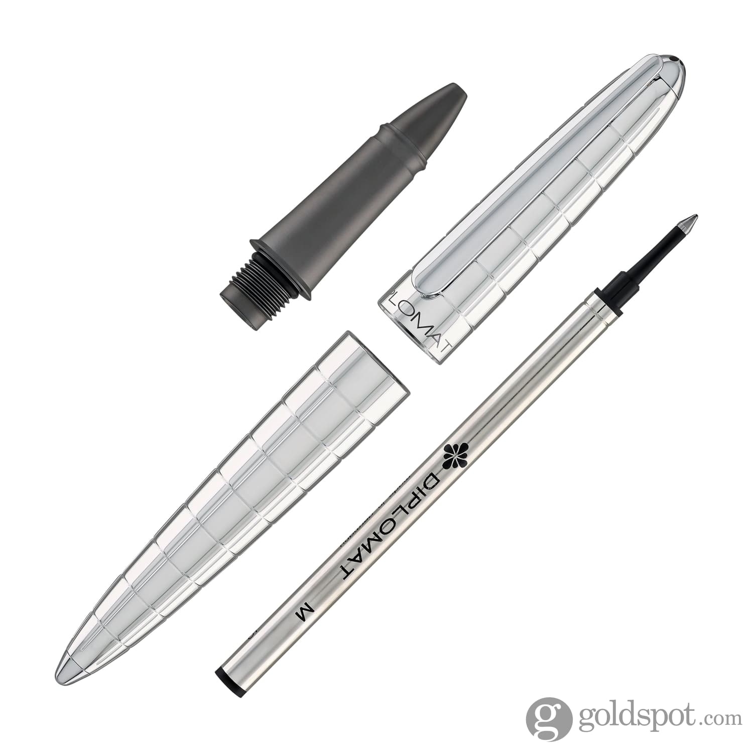 עט רולר Diplomat Aero - כרום מעוין Chrome Rhomb