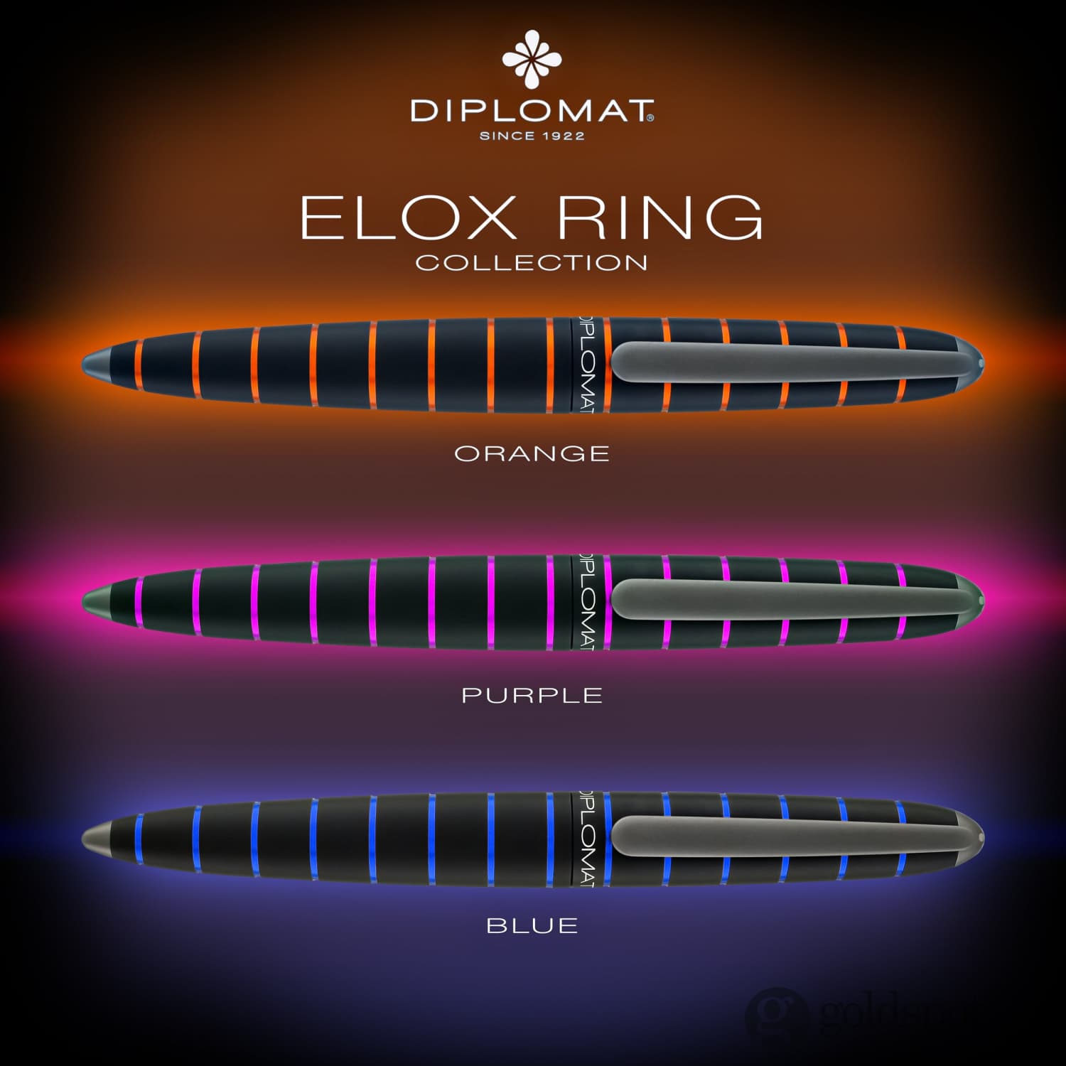עט כדורי Diplomat Elox - שחור וכתום Ring Black & Orange