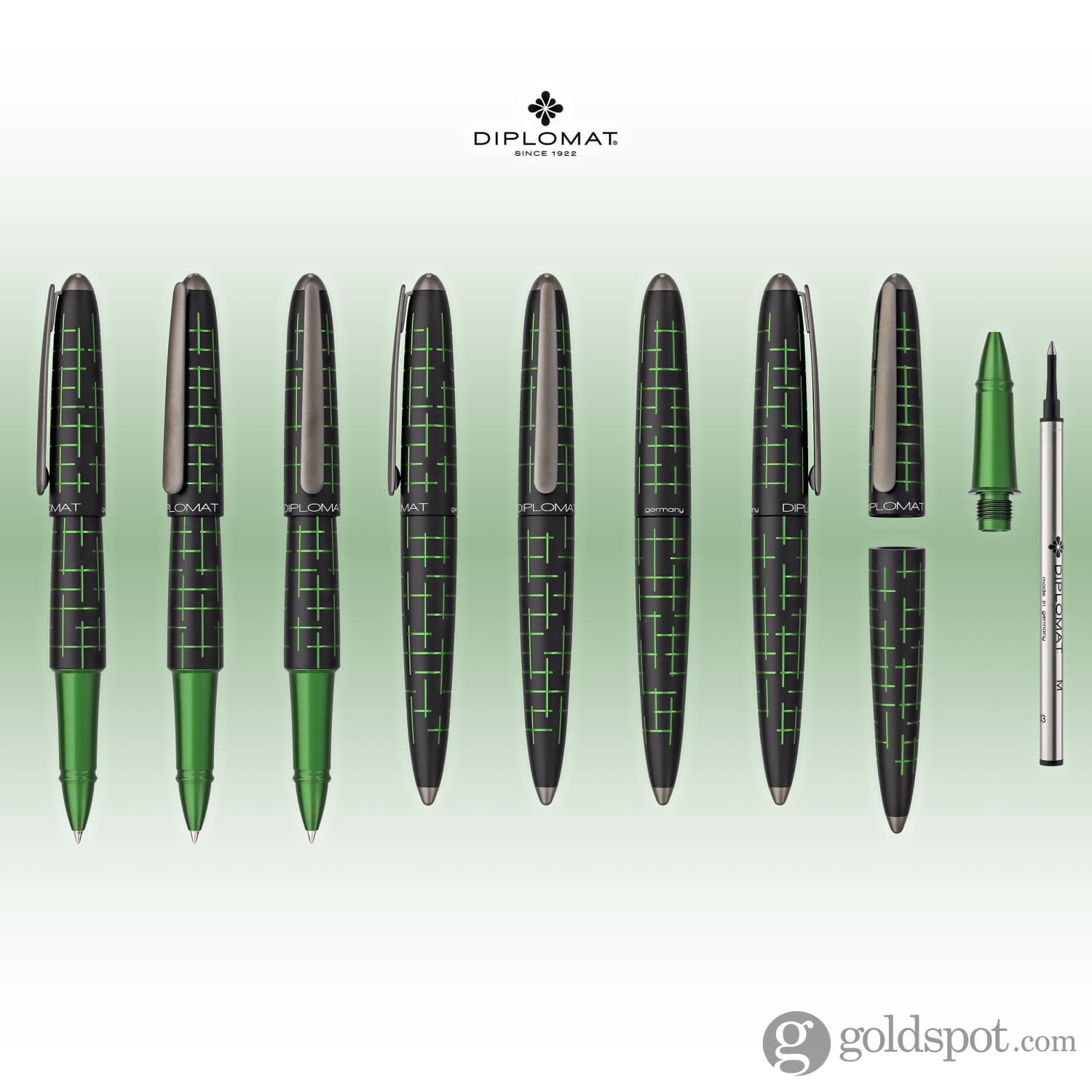 עט רולר Diplomat Elox Matrix - טבעת שחור ירוק Ring Black Green