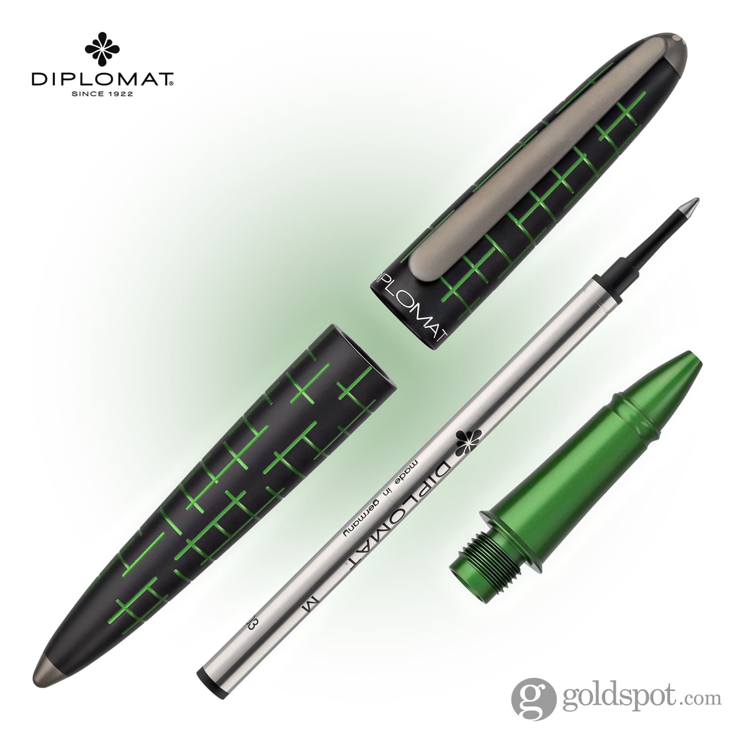 עט רולר Diplomat Elox Matrix - טבעת שחור ירוק Ring Black Green