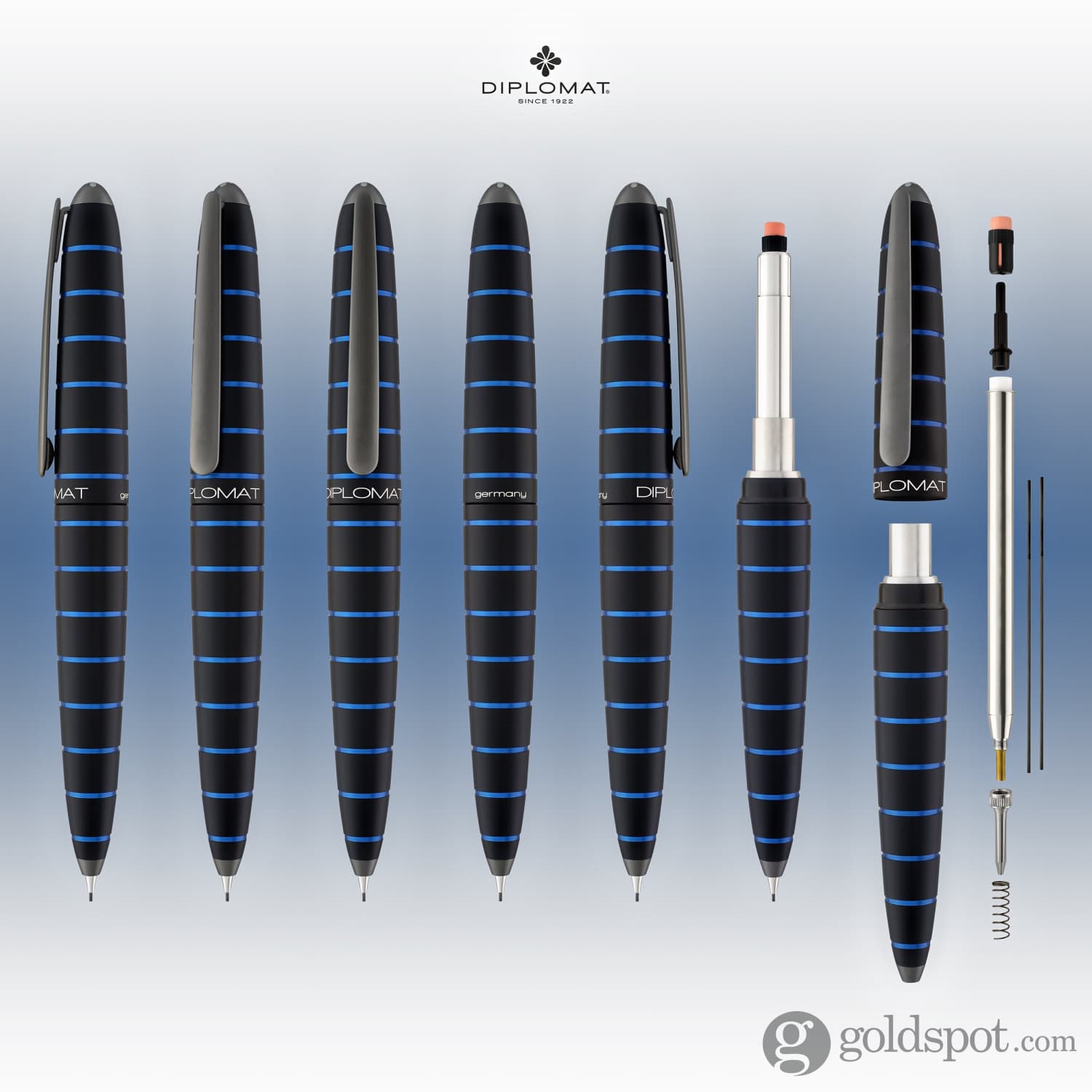 עפרון מכני Diplomat Elox - שחור/כחול Ring Black/Blue