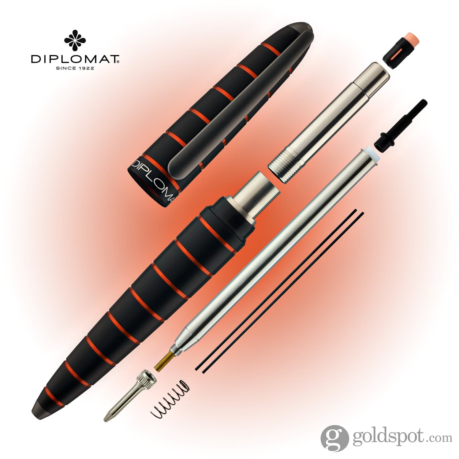 עפרון מכני Diplomat Elox .7mm - שחור כתום Ring Black & Orange