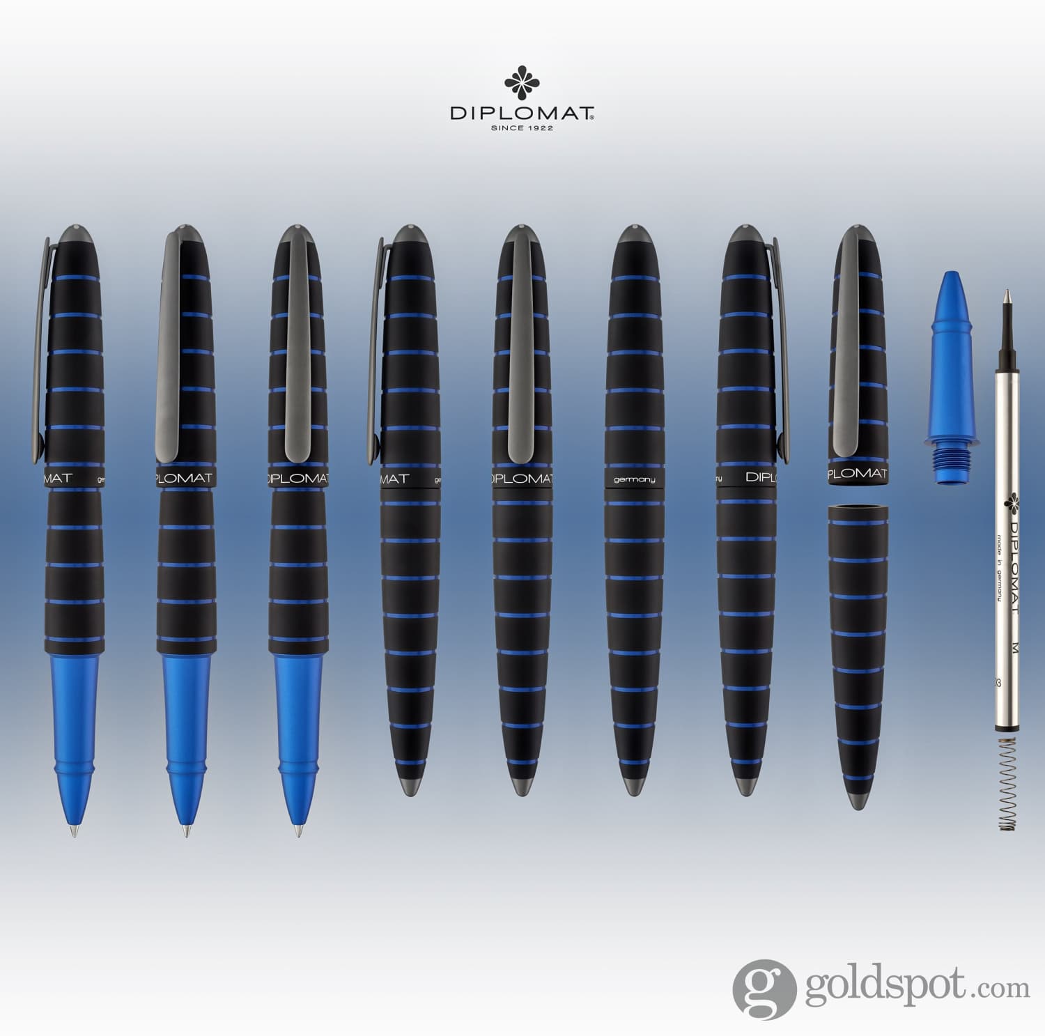 עט רולר Diplomat Elox - טבעת שחור/כחול Ring Black/Blue