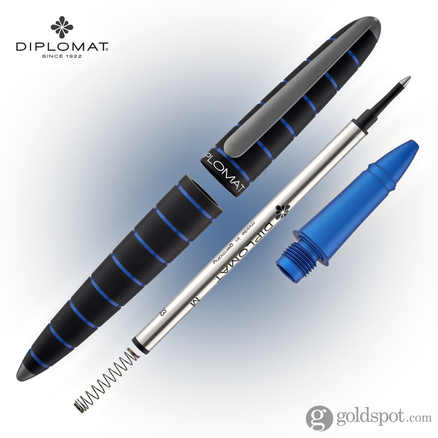 עט רולר Diplomat Elox - טבעת שחור/כחול Ring Black/Blue