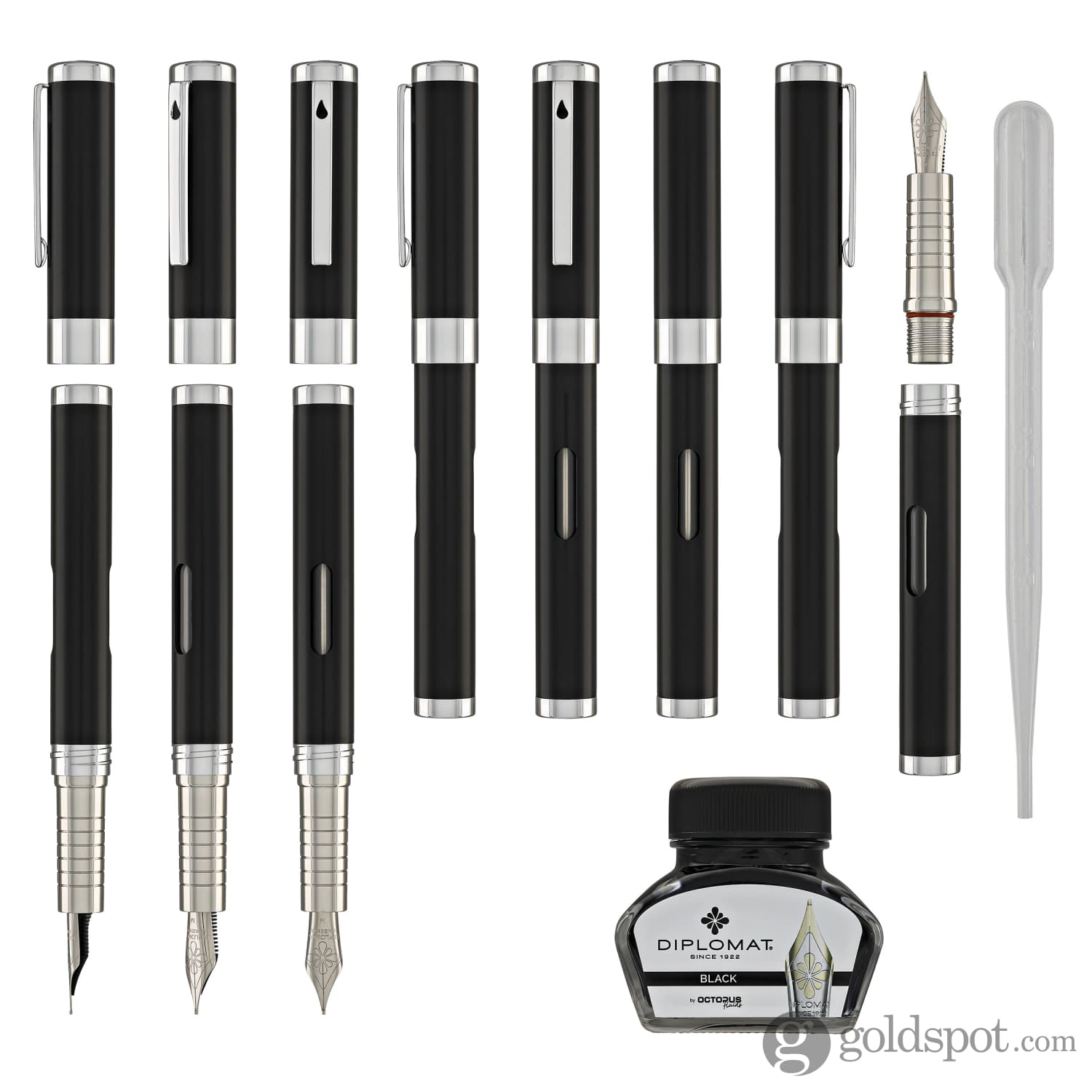 עט נובע Diplomat Nexus - שחור/כרום Black/Chrome
