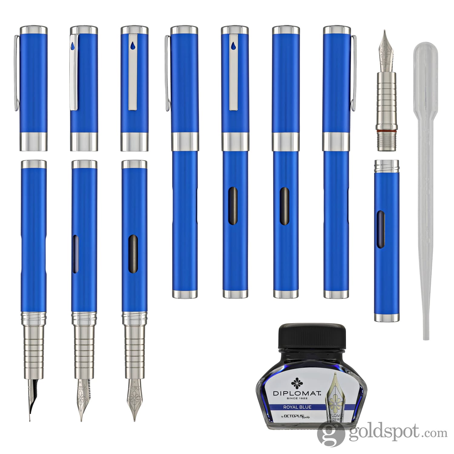 עט נובע Diplomat Nexus - כחול/כרום Blue/Chrome
