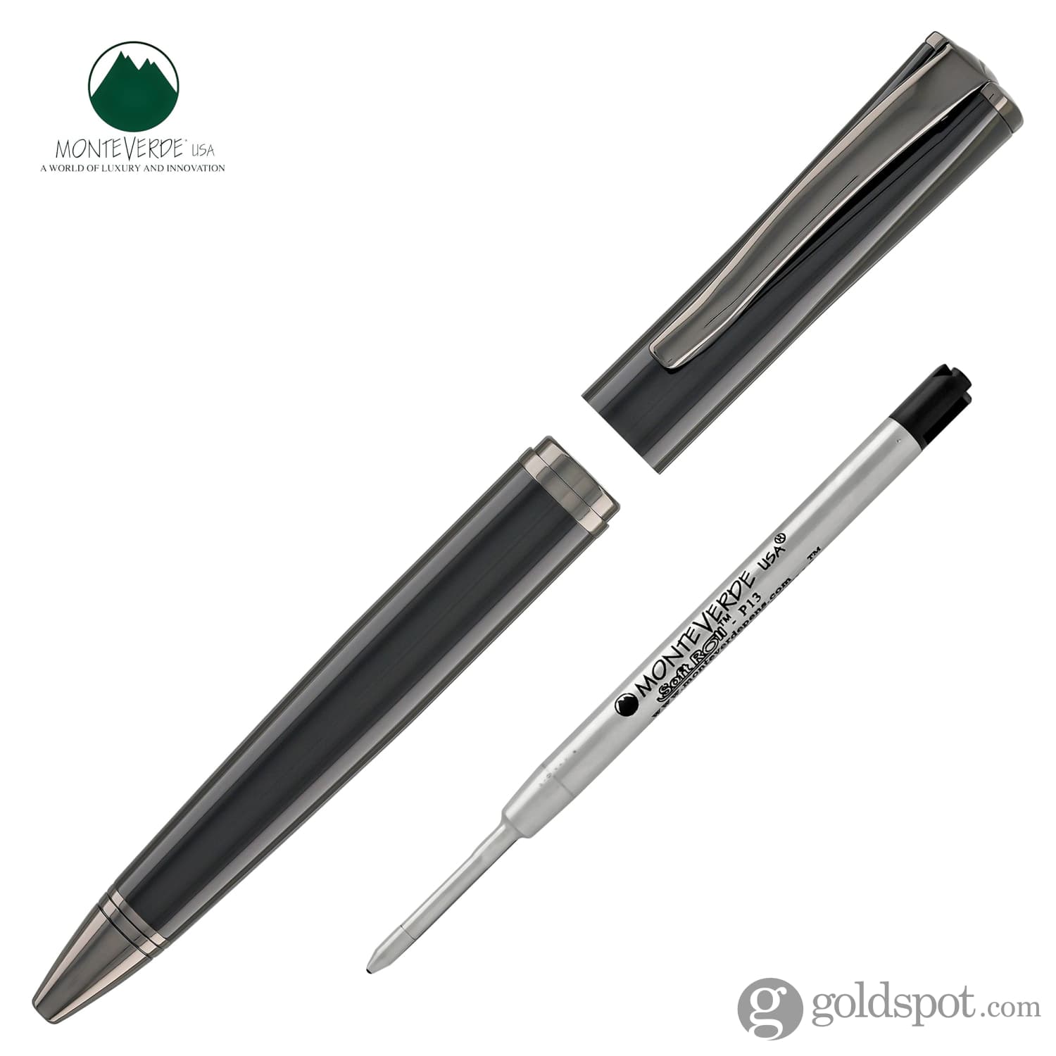 עט כדורי Monteverde Impressa - שחור Black with Gunmetal Trim