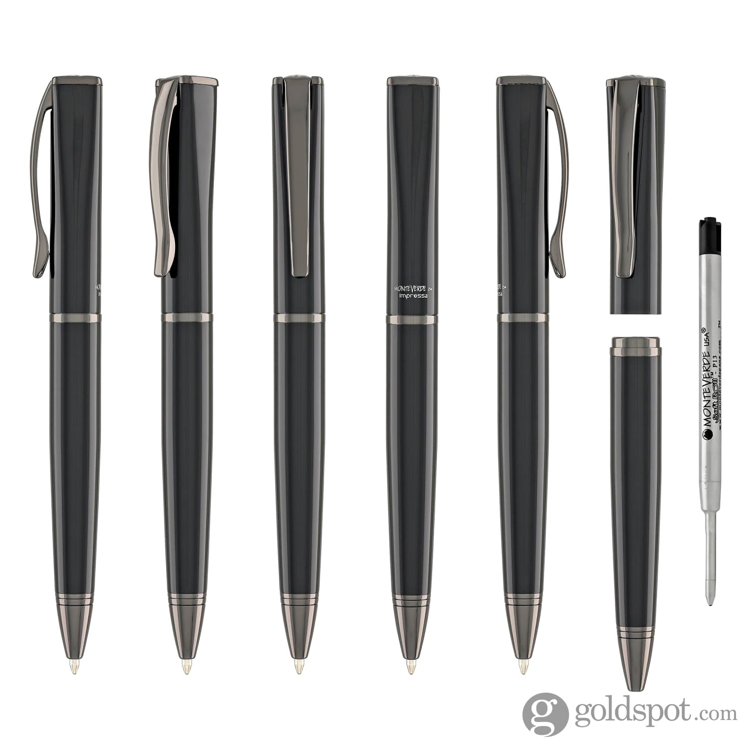 עט כדורי Monteverde Impressa - שחור Black with Gunmetal Trim