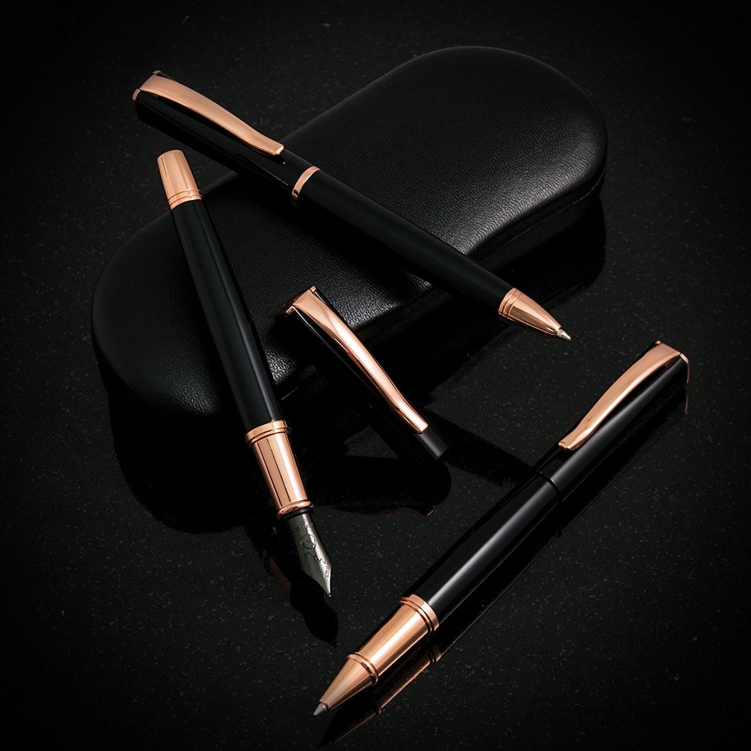 עט נובע Monteverde Impressa - שחור עם גימור רוז גולד Black with Rose Gold Trim