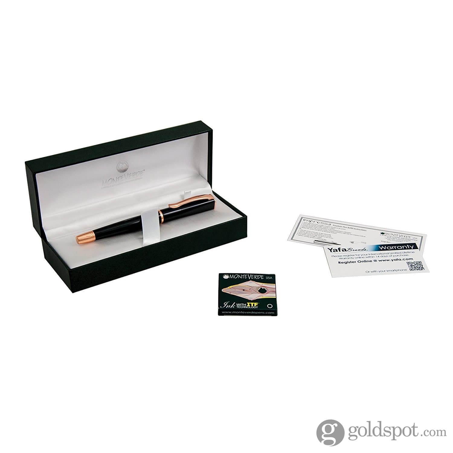 עט נובע Monteverde Impressa - שחור עם גימור רוז גולד Black with Rose Gold Trim