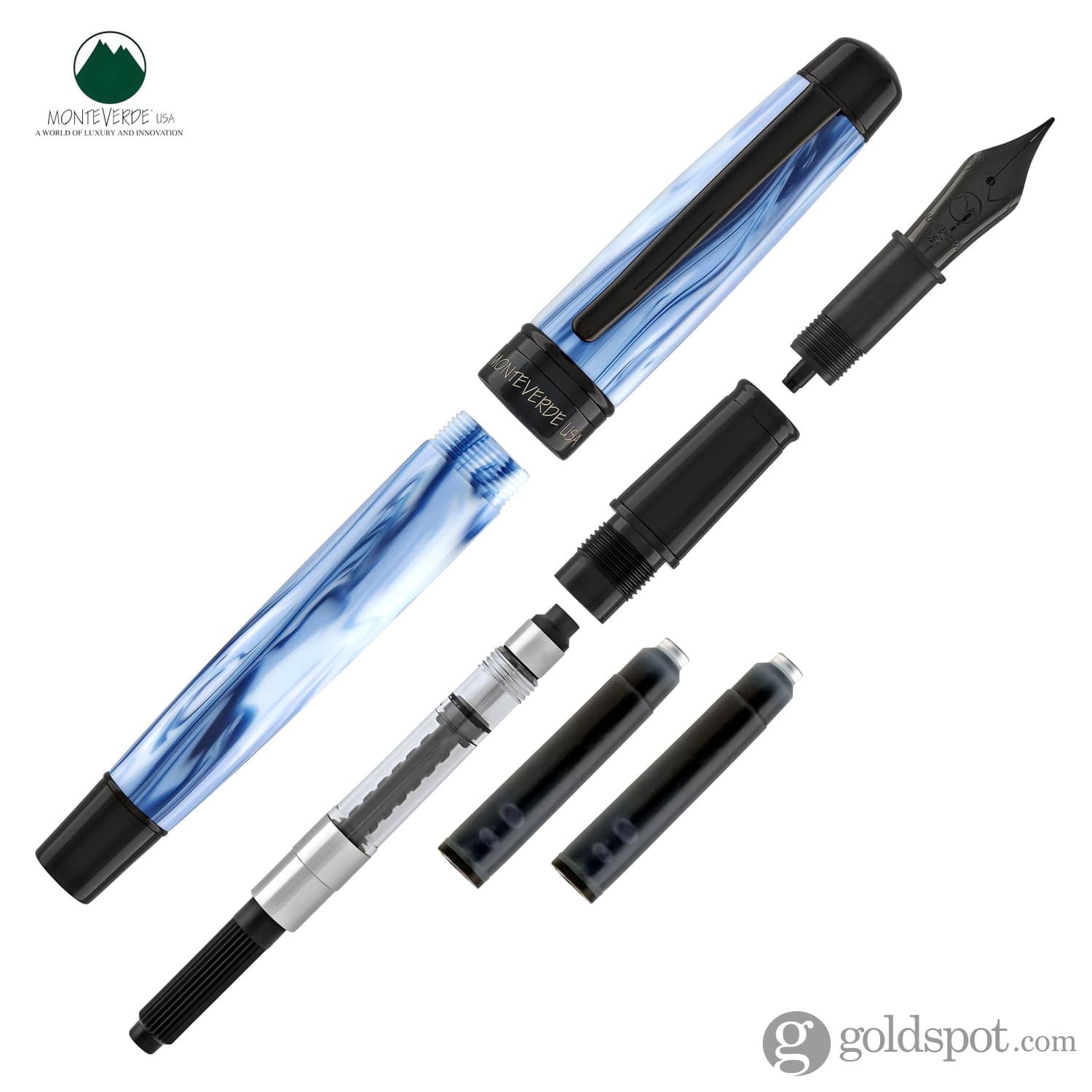 עט נובע Monteverde Prima - כחול מערבולת Blue Swirl