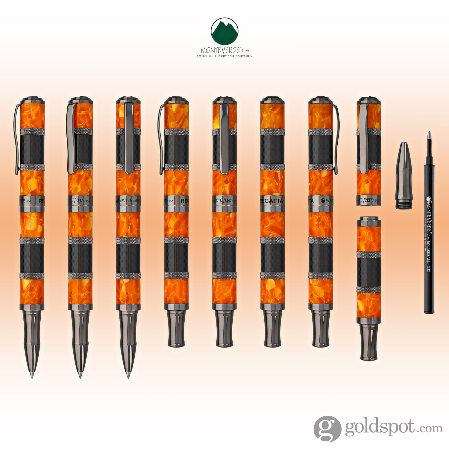 עט רולר Monteverde Regatta Sport - כתום/סיבי פחמן Orange/Carbon Fiber